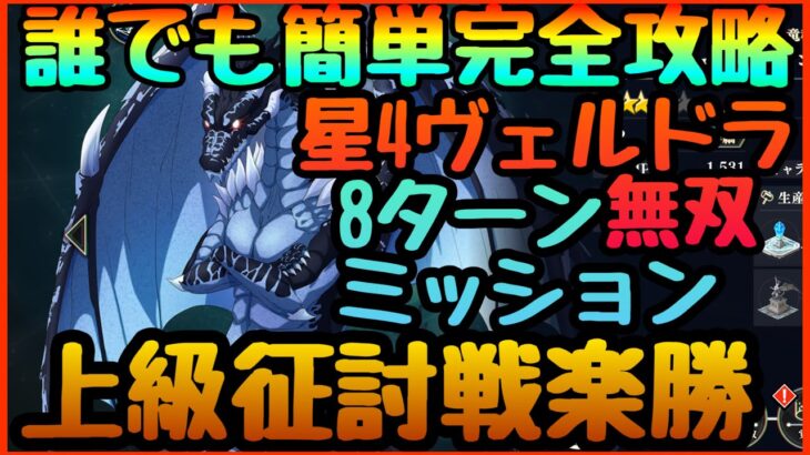 誰でも簡単攻略!!!上級ヒナタ　８ターン!!【まおりゅう】星４加護ヴェルドラ無双!!!完全ミッション対応　技能６コンボ　ガチャ星５キャラ無し可!!!　征討戦　魔絶の聖騎士