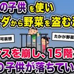 【胸糞】子供を使い、ベランダから野菜を盗む泥ママ→子供2人がマンション15階から落ちていった【2ch修羅場スレ・ゆっくり解説】