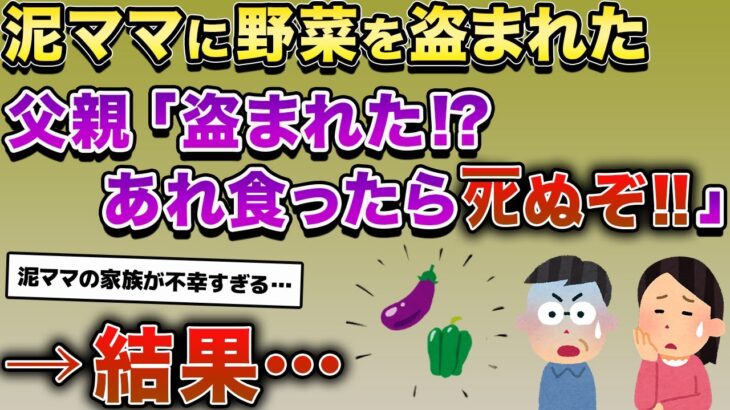 泥ママが野菜を盗む→父親「盗まれた!?あれ食ったらﾀﾋぬぞ!!」→結果…【2ch修羅場スレ・ゆっくり解説】