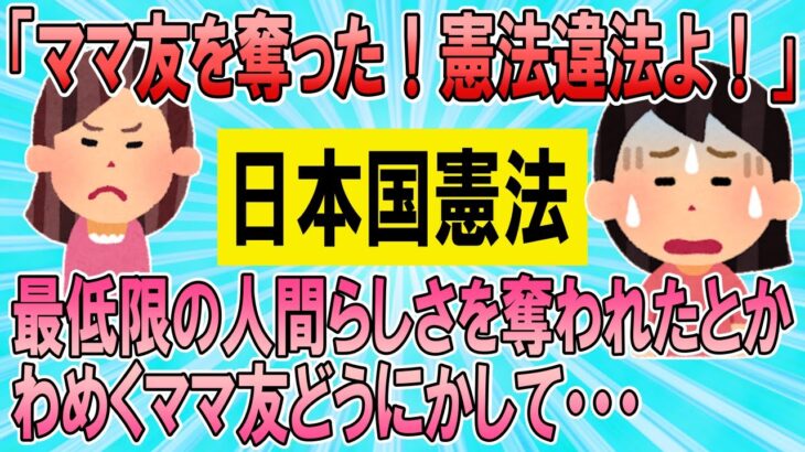 【2ch】独身の私が姪を預かり、ママグループに入れてもらったら…C「憲法違法よ！日本では最低限の生活と人間らしさが約束されてるのに、友達を奪った！人間らしさを奪われた！」【ゆっくり】