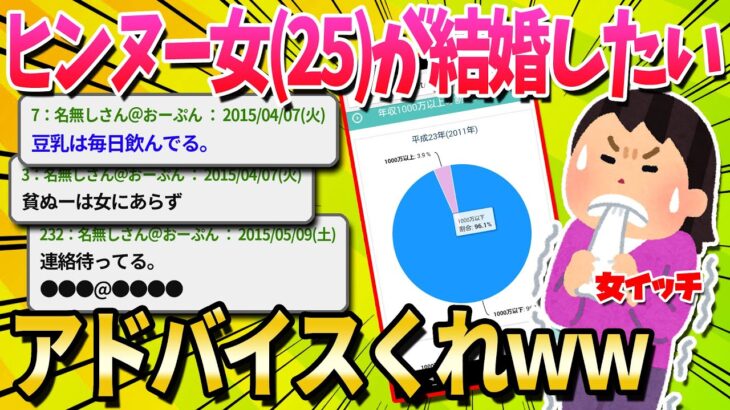 【2ch面白いスレ】25歳のヒンヌー女だけど結婚したい【ゆっくり解説】