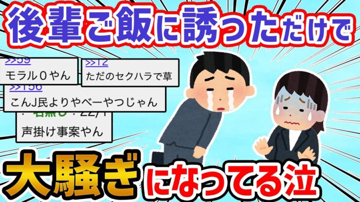 【悲報】後輩の女性社員をご飯に誘ったら化け物扱いされたんやが泣→ただのセクハラで草【2ch面白いスレ】