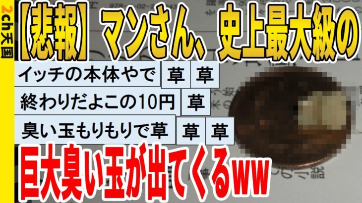 【2ch面白いスレ】【悲報】マンさん、史上最大級の巨大臭い玉が出てくるｗｗｗｗｗｗｗｗｗ　聞き流し/2ch天国