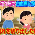 【2chいい話】妻と結婚後して一年、白血病と診断された…離婚も視野に入れ、正直に打ち明けた結果…→その後…【ゆっくり】