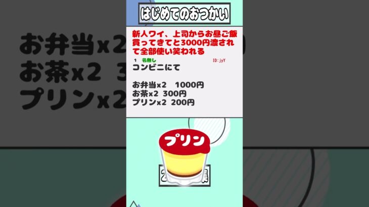 【2ch迷言集】新人ワイ、上司からお昼ご飯買ってきてと3000円渡されて全部使い笑われる【2ch面白いスレ】#shorts