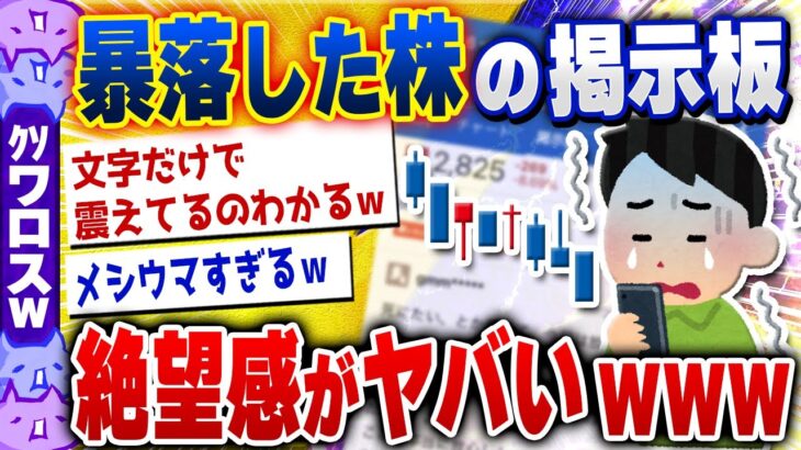 【爆笑面白い2chスレ】暴落した株の掲示板に書き込まれた断末魔、マジで面白いｗ [ ゆっくり解説 ]