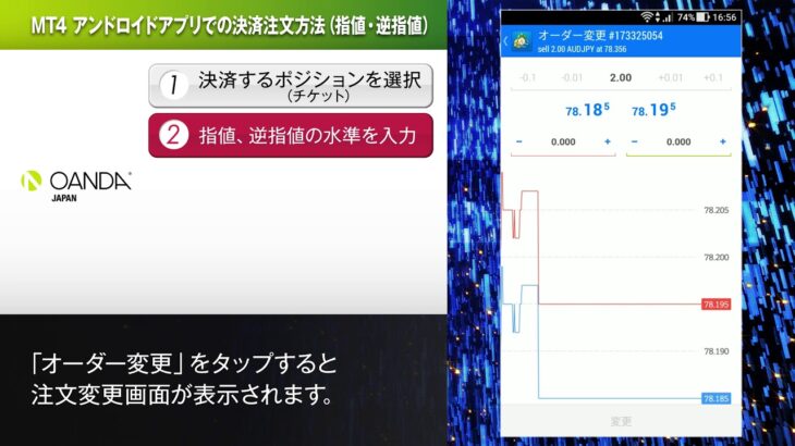 47 MT4 アンドロイドアプリでの決済注文方法（指値・逆指値）