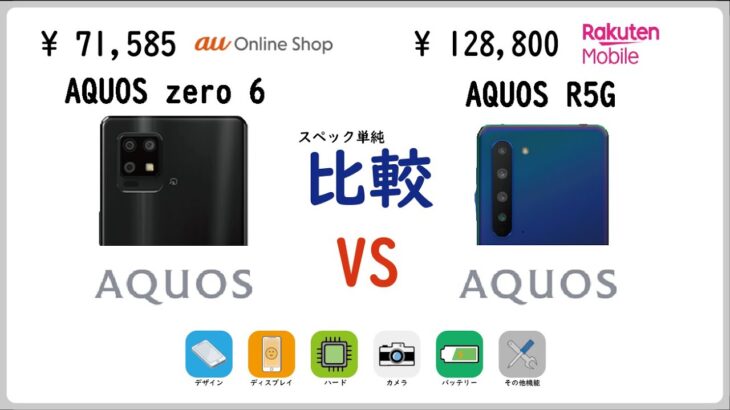 AQUOS zero 6 vs AQUOS R5G スペック比較