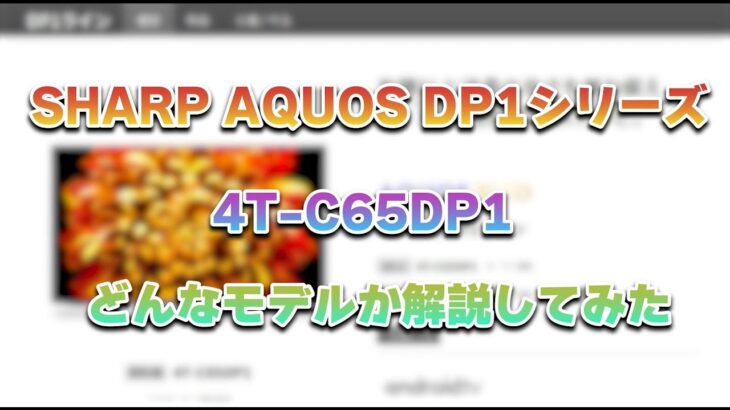【ポイント解説】SHARP AQUOS DP1シリーズ 4T-C65DP1を解説してみた
