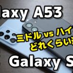 【ミドル vs ハイエンド】Galaxy A53 5G、Galaxy S22の違いをサイズ・動作速度・カメラの画質を比較！A53、カメラが意外といい？