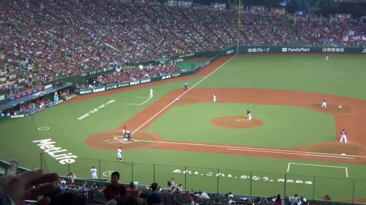 2017/08/17　菊池雄星投手の投球練習　この日は反則投球で話題になりました。