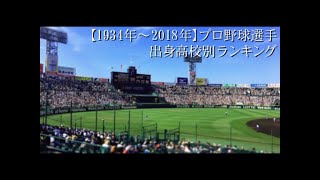 【1934年～2018年】プロ野球選手 出身高校別ランキング