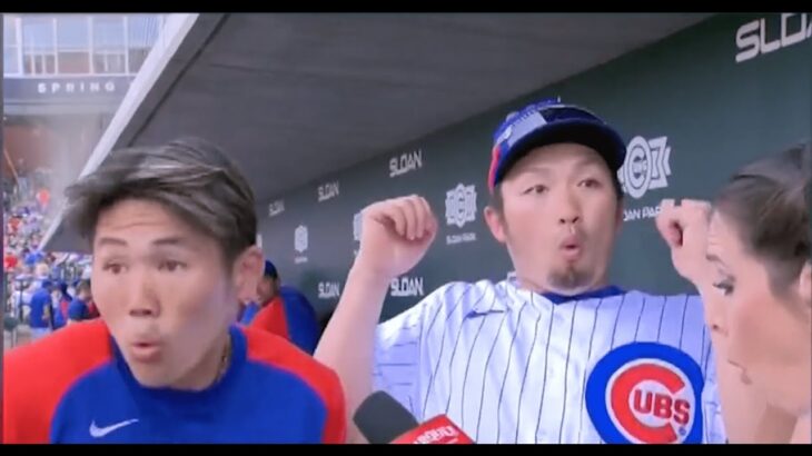 [MLB珍プレー] カブス 鈴木誠也 インタビュー中にファールボールが目の前をかすめる