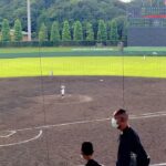 第104回全国高校野球選手権鳥取大会　　　　　倉吉総合産業-倉吉北　7回裏、倉吉北5番井上君のセンター前ヒット