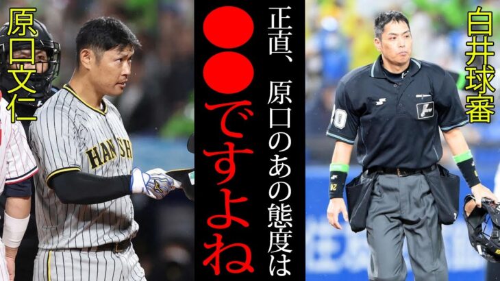 【衝撃】白井一行「さすがに原口のあの態度は…」判定に不服な態度を取る原口に対して白井球審が驚きの行動に出る！！今季何かと騒がせた白井球審にいったい何が！？【プロ野球】