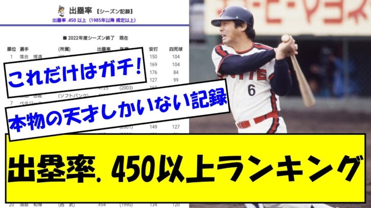 「出塁率.450以上」とかいう本物の天才しかいない記録【なんJ反応】