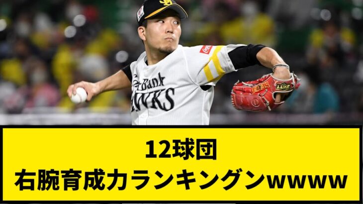 【贔屓は？】12球団 右腕育成力ランキングンwwww【なんJ反応】【プロ野球反応集】【2chスレ】【1分動画】【5chスレ】