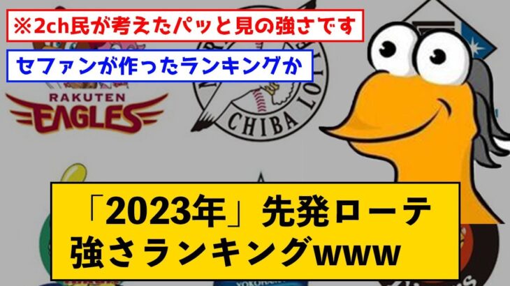 「2023年」先発ローテ強さランキングwww　※2ch民の偏見です【なんJコメント付き】