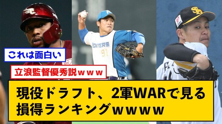 現役ドラフト、2軍WARで見る損得ランキング←なお1軍WARで見るとまた変わる模様ｗｗｗｗ【なんJコメント付き】