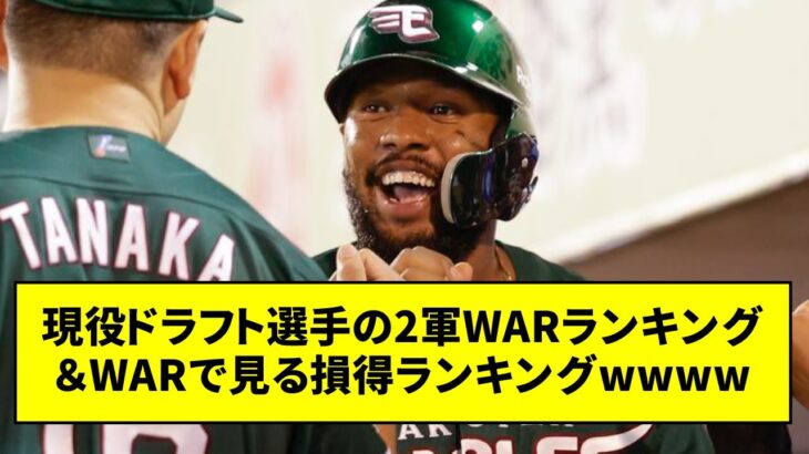 現役ドラフト選手の2軍WARランキング＆WARで見る損得ランキングwwwww【なんJ反応】