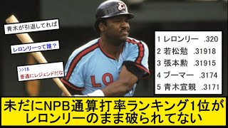 【恐ろしい】未だにNPB通算打率ランキング1位がレロンリーのまま破られてない【なんJ反応】【プロ野球反応集】【2chスレ】【1分動画】【5chスレ】