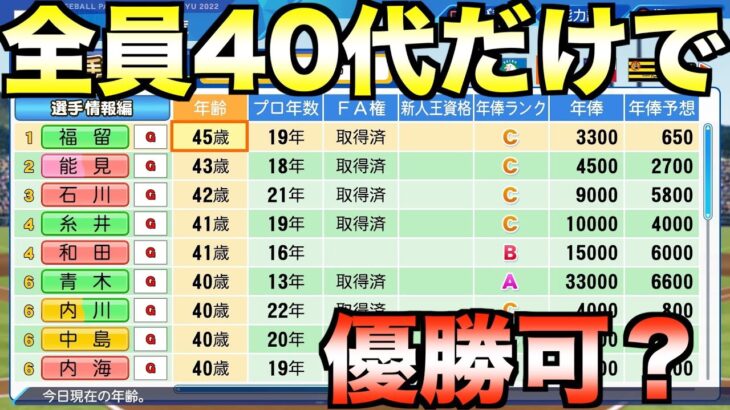 全員40代以上の現役選手だけのチームで優勝できるか？【eBASEBALLパワフルプロ野球2022】