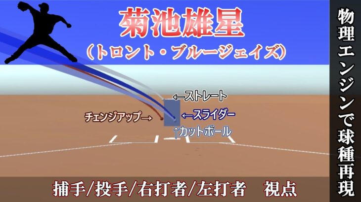 【物理エンジン】日本人最高左腕の１人 菊池雄星選手の球種を再現