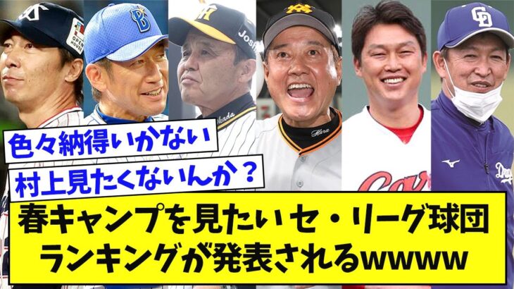 春キャンプを見たいセ・リーグ球団ランキングが発表されるwwww【なんJ反応】