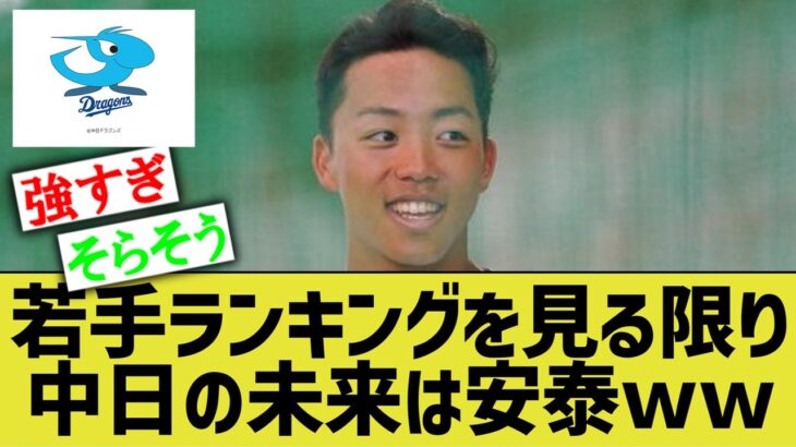 12球団若手ランキングにて中日ドラゴンズが圧倒的すぎる件www【なんｊ反応】