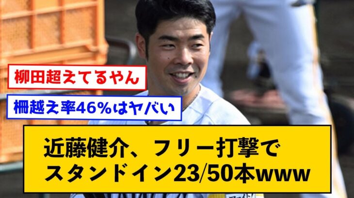 【柵越え23本】近藤健介、柳田さんよりも柵越えを打ってしまう←本当にフリー打撃かと驚きの声続出【なんJコメント付き】