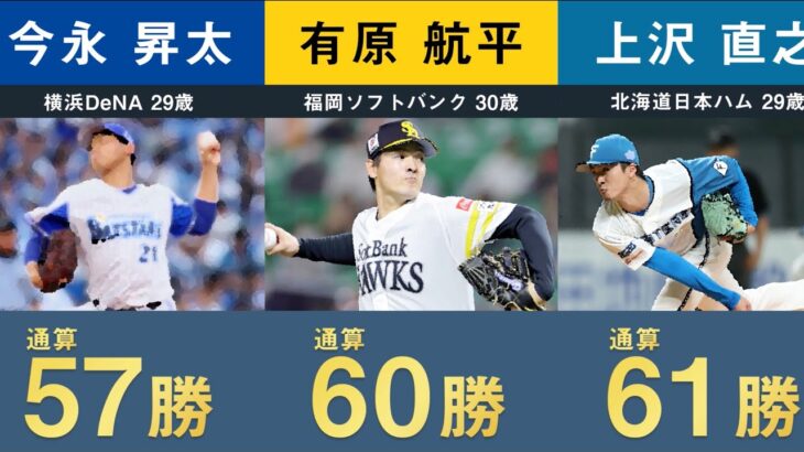 【2023年度最新】現役プロ野球投手 通算勝利数ランキング【勝ち運 田中将大 石川雅規 涌井秀章 今永昇太 上沢直之】