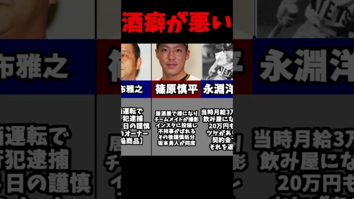 実は酒癖が悪いプロ野球選手