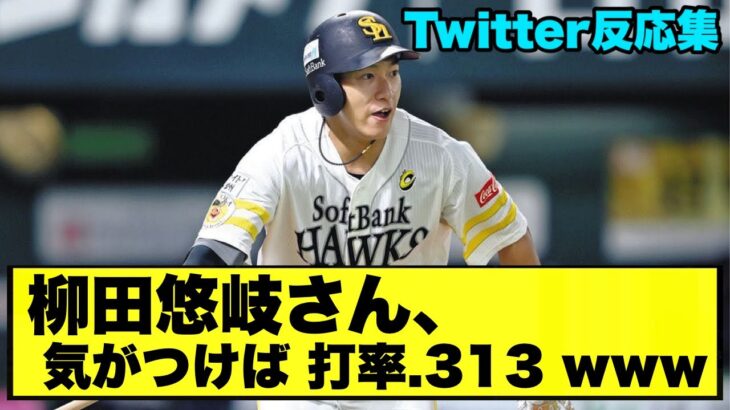 【打率リーグ2位】柳田悠岐さん、気がつけば打率.313にまで上昇ｗｗｗ【Twitterの反応】【ソフトバンクホークス】