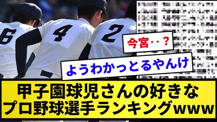 【現実を見てる…】甲子園球児さんの好きなプロ野球選手ランキング、意外と現実的な結果にwww【反応集】【プロ野球反応集】【2chスレ】【1分動画】【5chスレ】