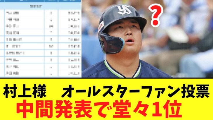 村上様　オールスターファン投票中間発表で堂々1位　【2chなんj反応】