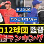 プロ野球12球団の監督A～Gで有能ランキングｗ（2023年6月時点）【2ch野球まとめ】