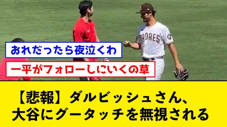 【悲報】ダルビッシュさん、大谷にグータッチを無視される【なんJコメント付き】