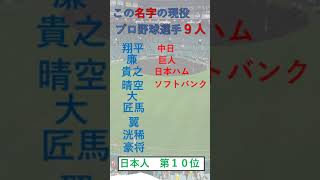 現役プロ野球選手　名字ランキング　#shorts