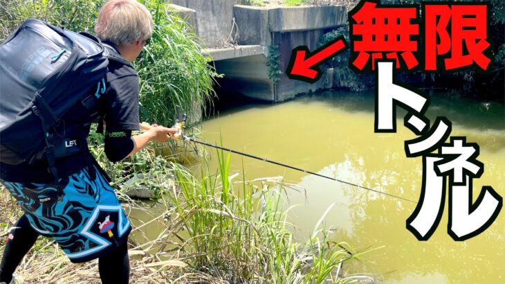 【バス釣り】魚が隠れるスポット「トンネル」にルアー投げ入れたらマジでやばかった！！