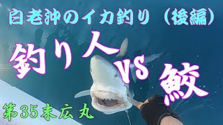 白老沖のイカ釣り後編　2022 09　釣り人 vs 鮫