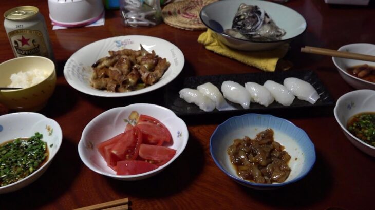 朝エギングのち山奥で畑や料理