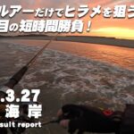 【サーフ第15戦目】  野蒜海岸でヒラメ狙いの夕まず目の短時間勝負！シマノルアーだけでヒラメを狙う！