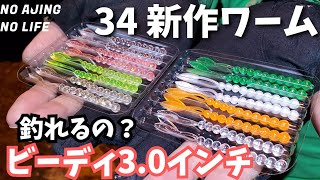 【アジング】34 ロングワーム ビーディ(Beady 3.0in) インプレッション 釣れるの？動かし方は？使い心地や感想 実釣を交えて紹介！！