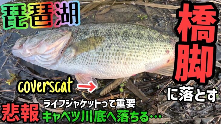 琵琶湖の橋脚にdepsカバースキャット3.5を放り込むと…？川は危険！ウェーディングしてたら気づかず深い穴に落ちたわ【琵琶湖バス釣り】