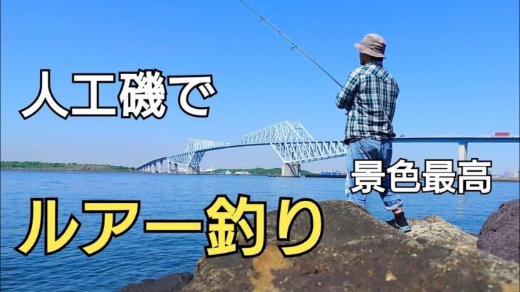 東京都内にある景色が最高の人工磯でシーバスを狙う