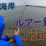 雨の海岸でルアー釣りすると１投目で・・