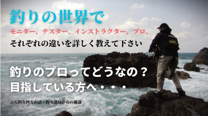 釣りの世界でモニター、テスター、インストラクター、プロ、それぞれの違いを詳しく教えて下さい・釣りのプロってどうなの？目指している方へ・・・釣り部屋からの雑談・四方山話１１４