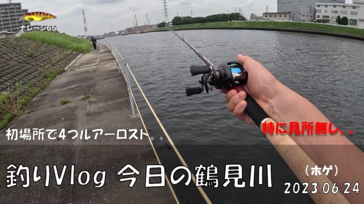 シーバス釣りVlog 今日の鶴見川 2023年6月24日（ホゲ）初場所で4つルアーをロスト。。