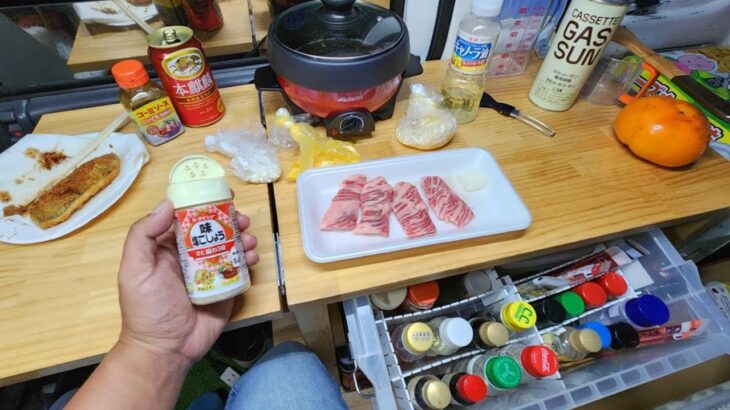 【九州旅15】高級肉でレモンステーキ丼を作って食べる！低予算で九州を巡る車中泊旅