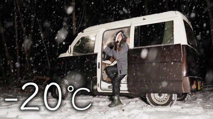 【車中泊女子】暖房なし軽自動車。極寒の地で雪中キャンプ【car camping】